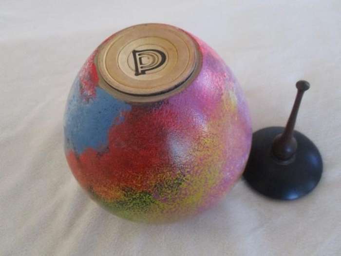 Artistic wood-turned box by Durham Woodturners, England with swirls of colour