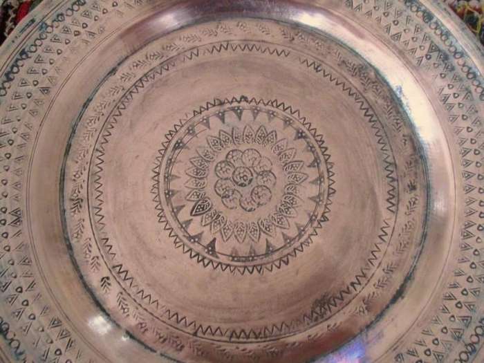 Antique Safavid? Ottoman? engraved tinned copper plate