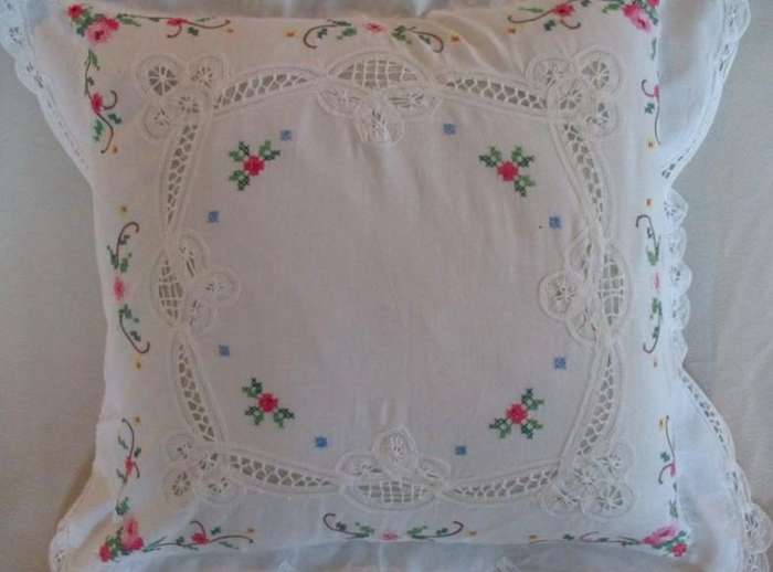 Exceptionally beautiful vintage embroidered cushion in stunning condition
