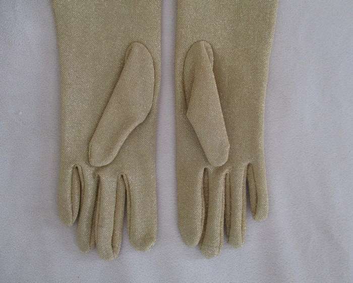 A pair of elegant gold long evening gloves -Dorelle antelope gloves