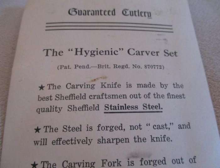 Circa 1920's to 40's Antique/vintage Harris Miller & Co forged (not cast)carving set in box
