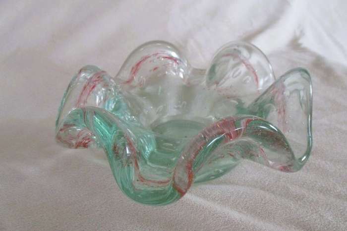 Vintage hand blown  Murano Art Glass votive candle holder