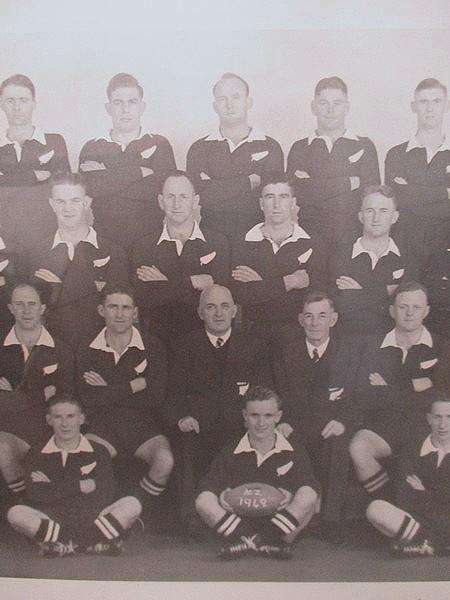 Vintage photo print of the 1949 "All Blacks" Rugby Touring Team presented by "Springbok" cigarettes