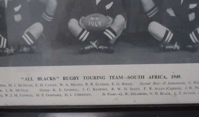 Vintage photo print of the 1949 "All Blacks" Rugby Touring Team presented by "Springbok" cigarettes