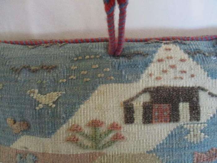 Unusual hand woven Middle Eastern cushion with raised design - great condition