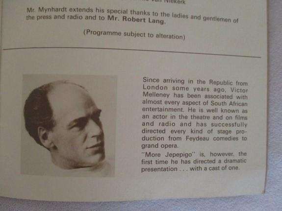 More than 50 years ago - Patrick Mynhardt presents More Jerepigo - old theatre programme