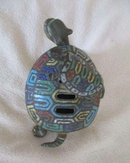 Antique Asian (Chinese) Enamel Bronze Turtles Incense Burner/Censer - high value