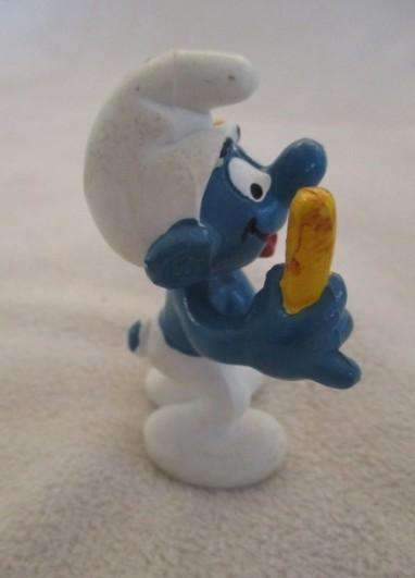 Two rare Schleich Smurfs - 1976 Jester Smurf (W. Germany) and 1980 French Fries Smurf (Hong Kong)