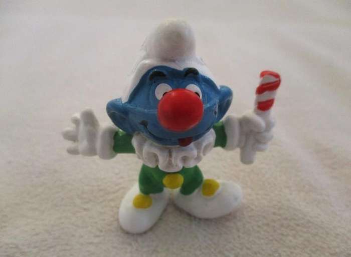 Two rare Schleich Smurfs - 1976 Jester Smurf (W. Germany) and 1980 French Fries Smurf (Hong Kong)