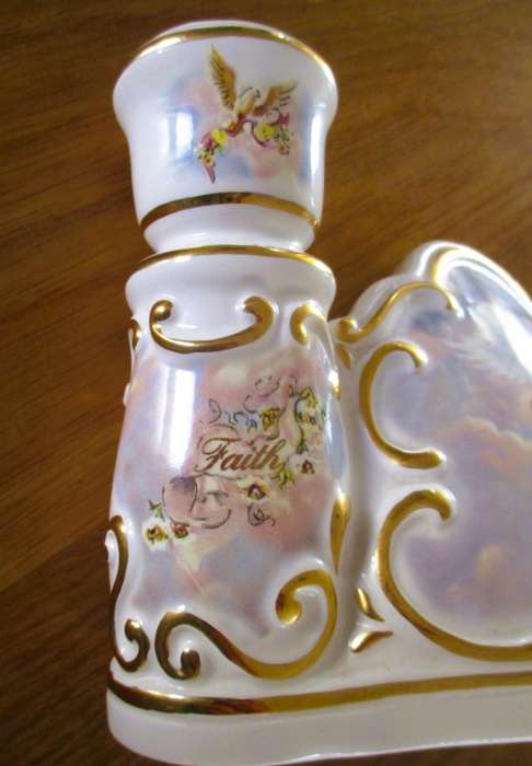 Limited edition porcelain "Circle of Light" Angel candlestick - First issue - "Faith" - signed