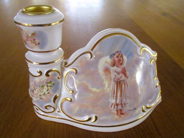 Limited edition porcelain "Circle of Light" Angel candlestick - Second issue - "Hope" - signed