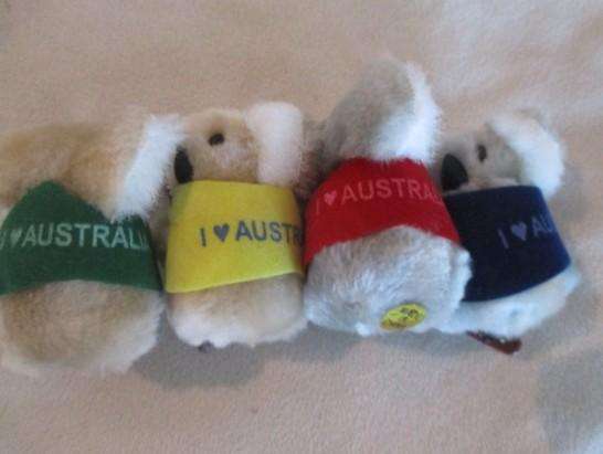Four very collectable vintage Koala pencil huggers - excellent still with original boomerangs