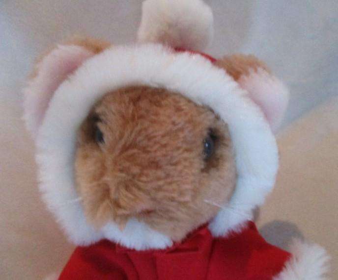 Cute soft, fluffy vintage 1981 R. Dakin squirrel in her Christmas outfit