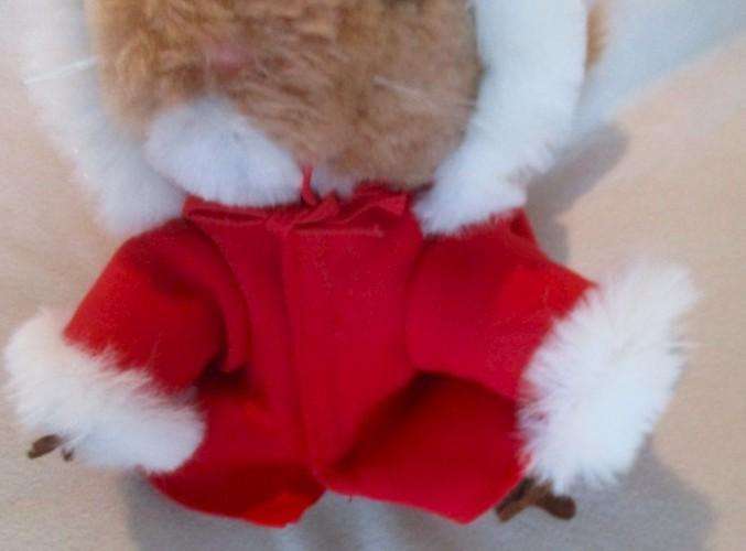 Cute soft, fluffy vintage 1981 R. Dakin squirrel in her Christmas outfit