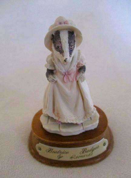 Beatrice Badger - collectable  Leonardo "Little Nook Village" figurine mounted on wooden base