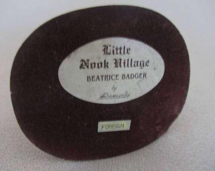 Beatrice Badger - collectable  Leonardo "Little Nook Village" figurine mounted on wooden base