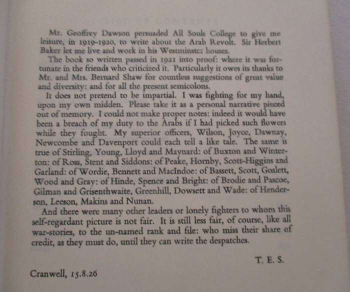 Seven Pillars of Wisdom by T E Lawrence (Lawrence of Arabia)