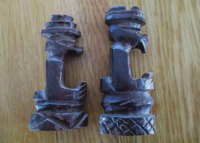Vintage hand carved wooden African Chess Set and board - complete