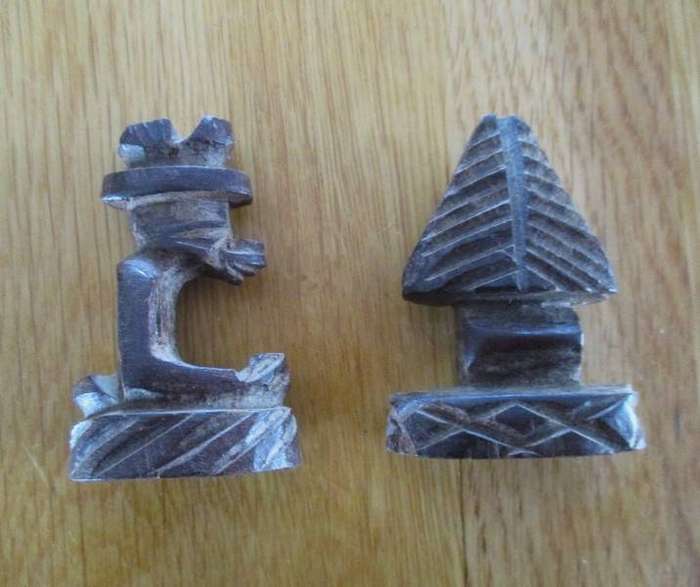 Vintage hand carved wooden African Chess Set and board - complete