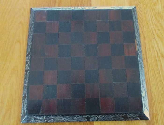 Vintage hand carved wooden African Chess Set and board - complete