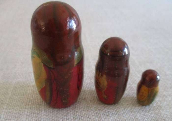 Exceptional large antique seven piece Matryoshka nesting doll set - each medieval lady different!!