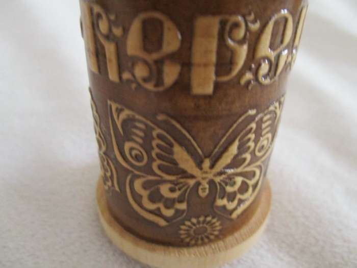 Wooden salt & pepper set carved with pretty butterflies