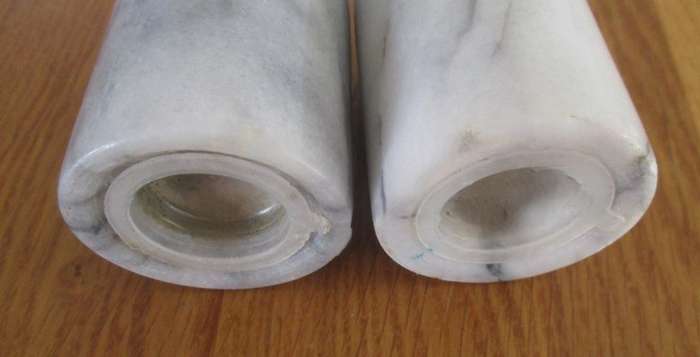 Elegant real marble salt and pepper shakers