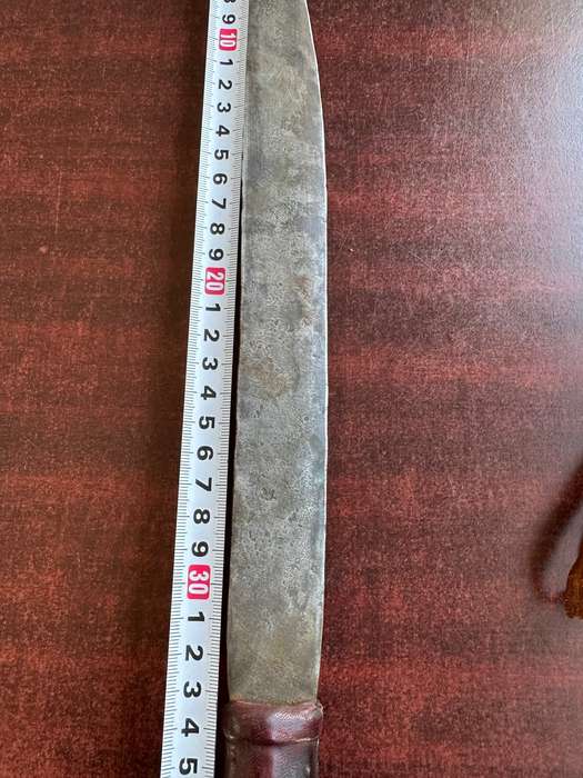 Vintage Ethnic knife & leather handle & scabbard.