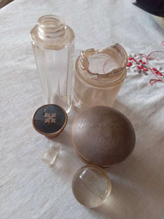 2 x Antique Hallmarked Silver Lidded Perfume Bottles