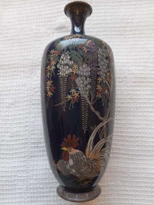 Rare Antique Miniature Meiji Period Cloisonne Enamel Vase - Hayashi? Jubei? (1868-1912)