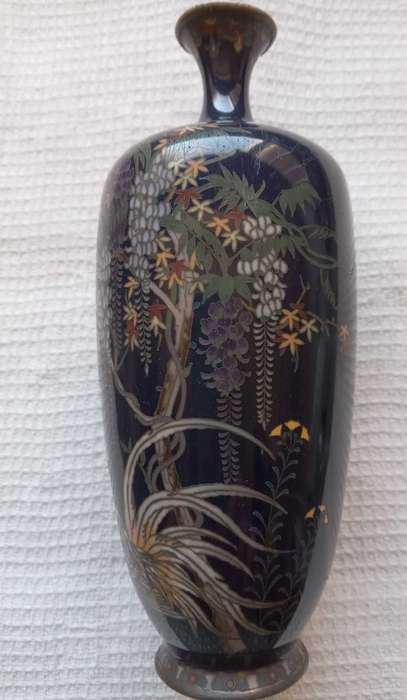 Rare Antique Miniature Meiji Period Cloisonne Enamel Vase - Hayashi? Jubei? (1868-1912)