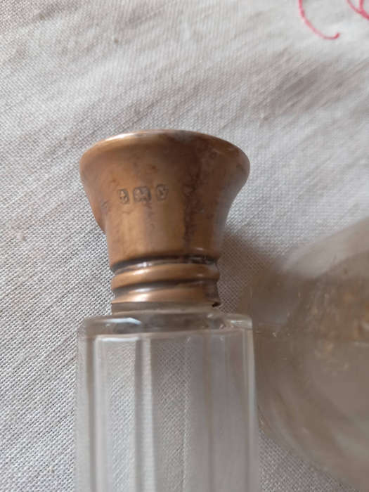 2 x Antique Hallmarked Silver Lidded Perfume Bottles