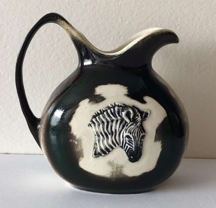 GLAZED ZEBRA CERAMIC JUG