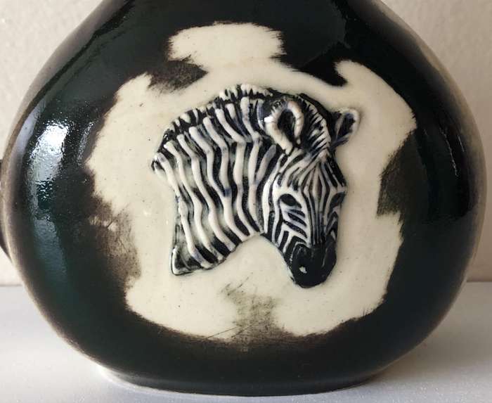 GLAZED ZEBRA CERAMIC JUG