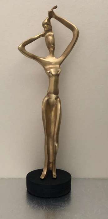 BRONZE STATUE - WATER CARRIER ON BLACK WOODEN BASE