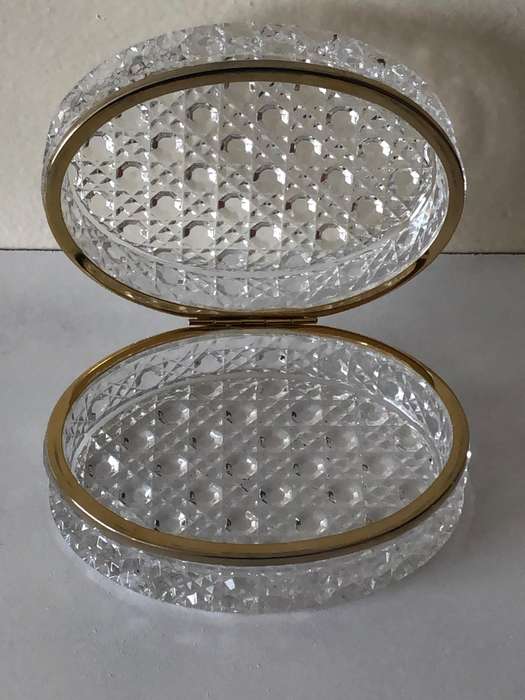 RARE EBELING & REUSS - LEAD CRYSTAL AND BRASS TRINKET JEWELRY BOX