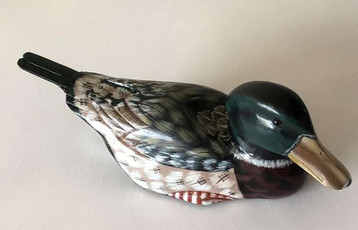 BEAUTIFUL HAND PAINTED WOODEN MALLARD LONG TAILED DUCK