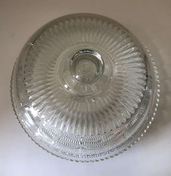 FRENCH LARGE CAKE DOME WITH CUT GLASS PLATE IN IMMACULATE CONDITION