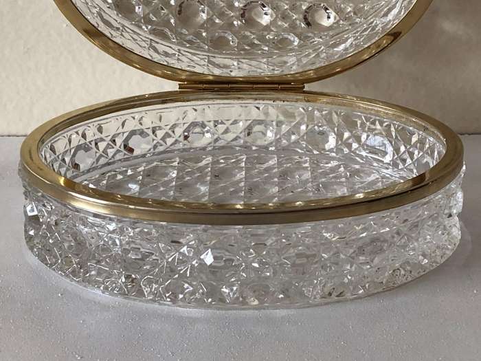RARE EBELING & REUSS - LEAD CRYSTAL AND BRASS TRINKET JEWELRY BOX