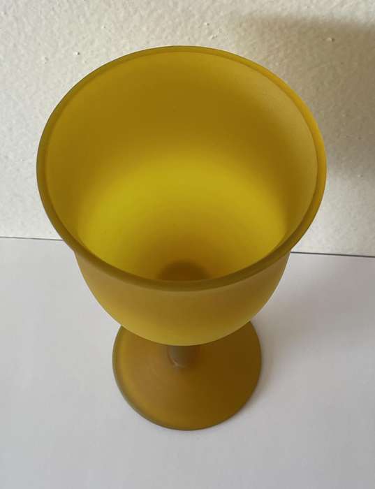 YELLOW STUDIO FROSTED GLASS GOBLET VASE