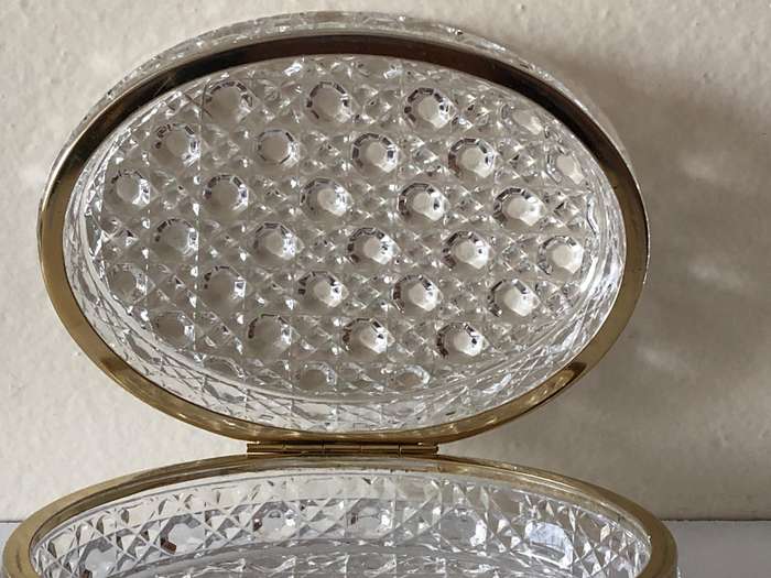 RARE EBELING & REUSS - LEAD CRYSTAL AND BRASS TRINKET JEWELRY BOX