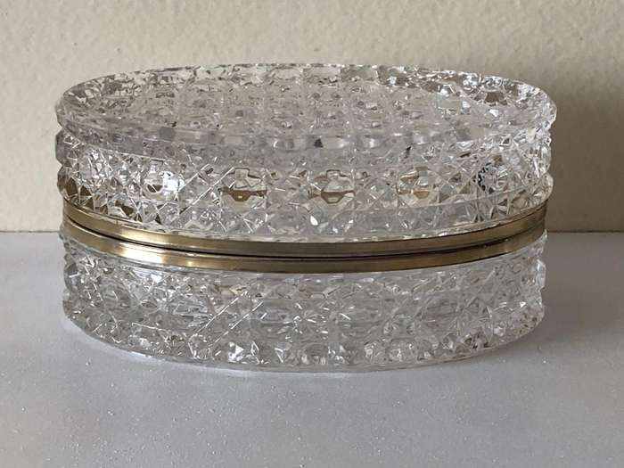 RARE EBELING & REUSS - LEAD CRYSTAL AND BRASS TRINKET JEWELRY BOX