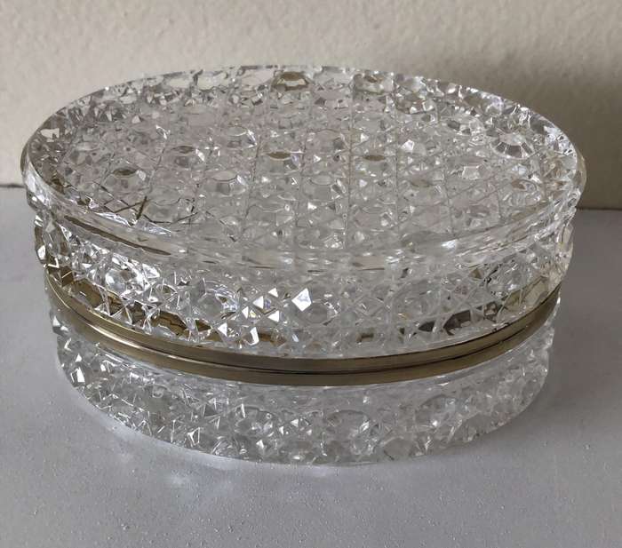 RARE EBELING & REUSS - LEAD CRYSTAL AND BRASS TRINKET JEWELRY BOX