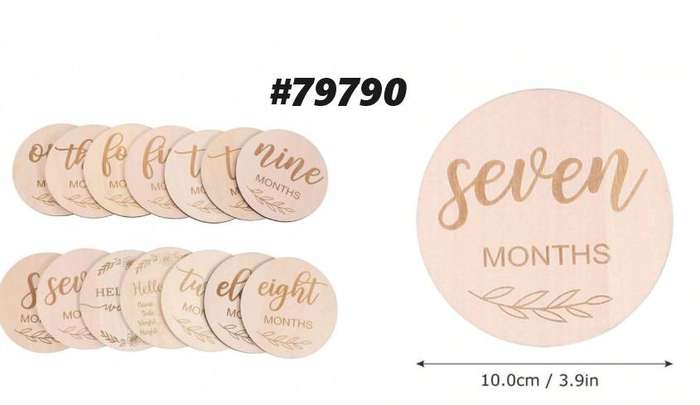 12-Piece Wooden Baby Monthly Milestone Discs
