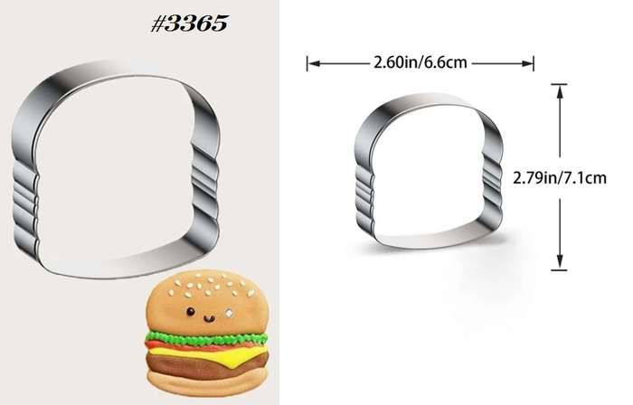 Stainless Steel Cookie Cutter  Durable, Food-Safe, -  Baking, Fondant, Sandwich & Craft - Hamburger