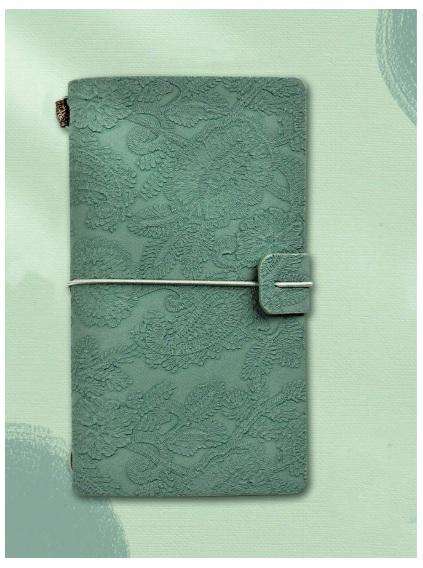 Travelers Notebook - Journal -  Vintage Lace - Green