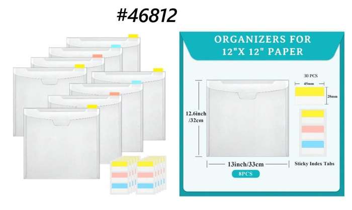 Scrapbook Paper Storage Clear 12 X 12 Paper Storage Organizer - 8 piece