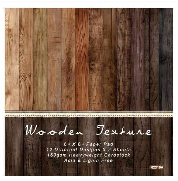 Scrapbook Paper Pad - Wood Texture - 6 x 6 inch - 24 sheets