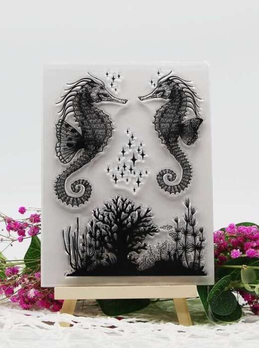 Clear stamps for card making - Sea Horse - Craft supplies / Stamping tools