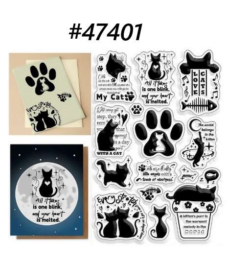 Clear stamps for card making - Cat Blink  - Card-making / card-making supplies / Stamping tools